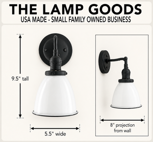 Petite White Enamel Farmhouse Wall Sconce Lighting - The Lamp Goods