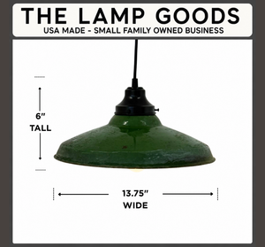 Farmhouse Salvaged Green Enamel Pendant Light