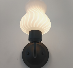 RARE Antique Milk Glass Swirl Wall Sconce