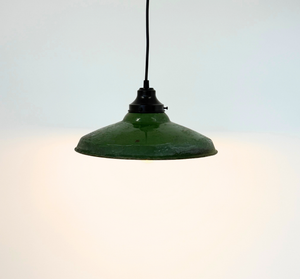 Farmhouse Salvaged Green Enamel Pendant Light