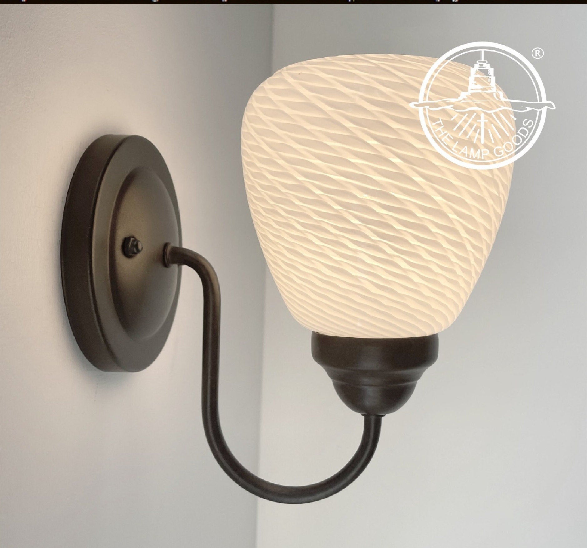 Modern 'Ribbon' 1970's Milk Glass WALL SCONCE Lighting