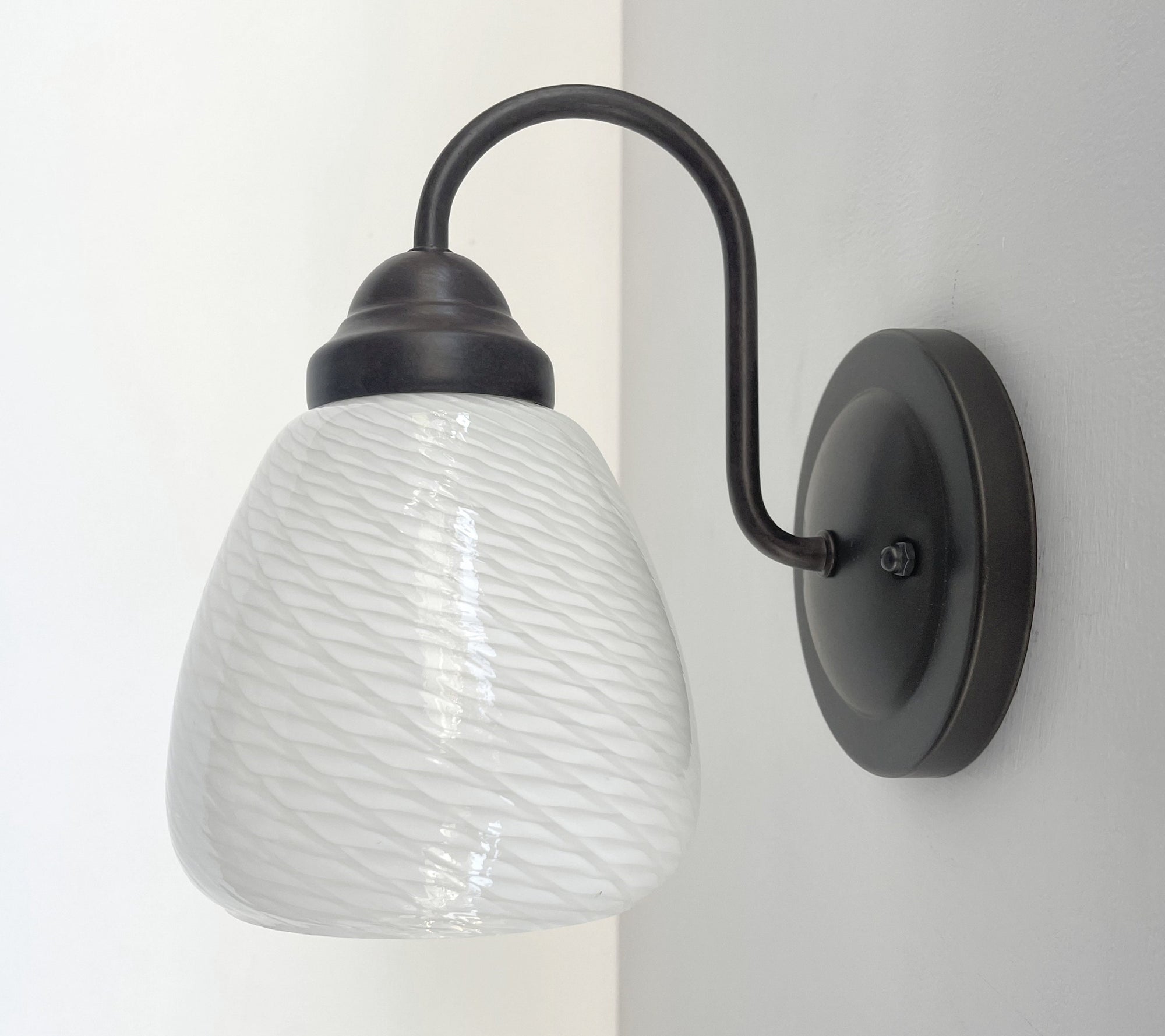 Modern 'Ribbon' 1970's Milk Glass WALL SCONCE Lighting