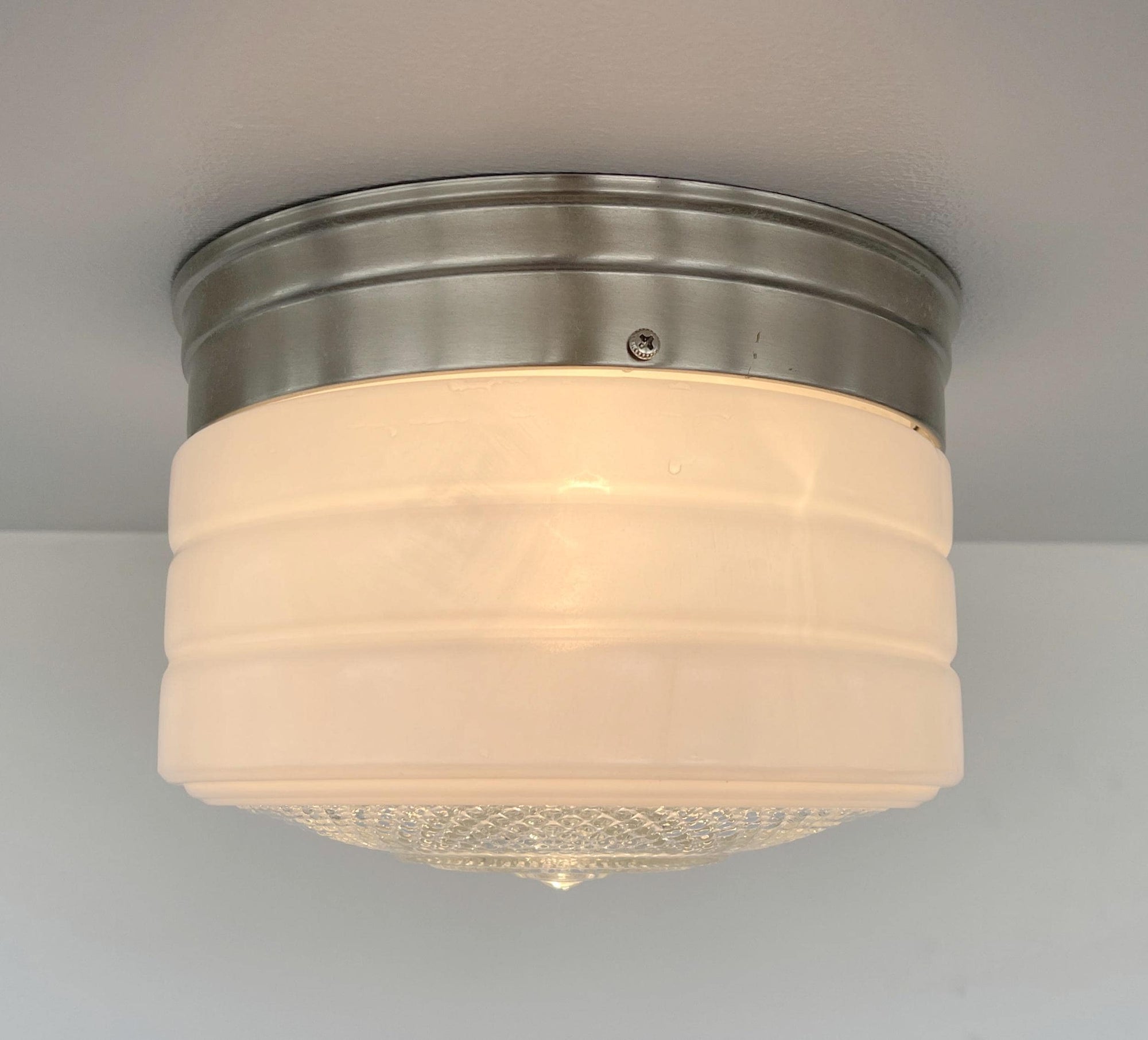 Retro 6" Flush Mount Milk Glass Ceiling Light