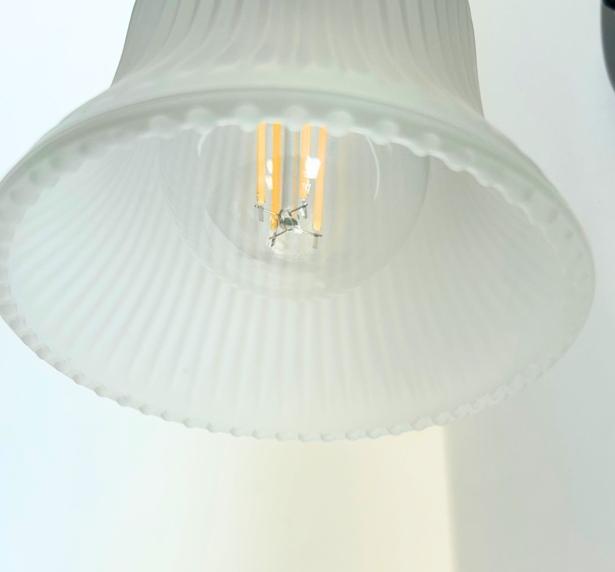 Frosted Bell-Shaped Holophane Glass Wall Sconce