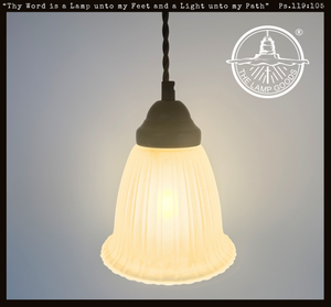 Frosted Heavy Ribbed Wide Flare Pendant