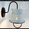 Petite White Rustic Colander Wall Sconce