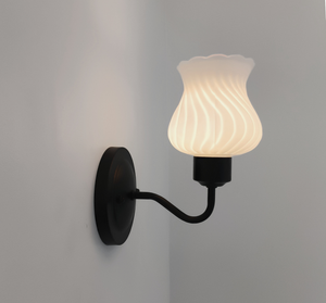 RARE Antique Milk Glass Swirl Wall Sconce