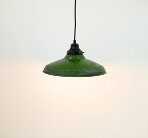 Farmhouse Salvaged Green Enamel Pendant Light