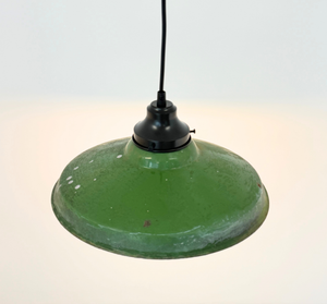Farmhouse Salvaged Green Enamel Pendant Light
