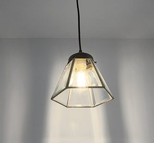 Large Brass and Glass Pendant Light
