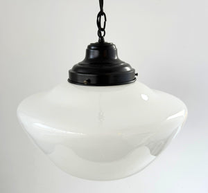 Heritage Milk Glass Schoolhouse Pendant Single 12"