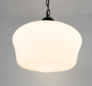 Beveled Schoolhouse Milk Glass Pendant