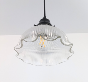 Rare Vintage Holophane Ruffle Dome Pendant