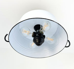 White Enamel Country Barn Ceiling Light