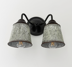 Farmhouse Lime Washed Bucket Double Sconce