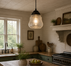 Amber Antique 1960's Glass PENDANT Light