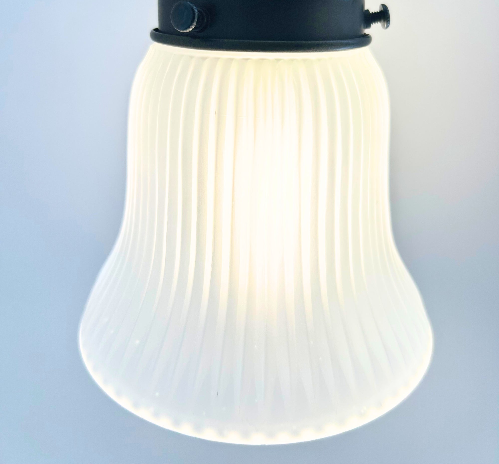 Frosted Bell-Shaped Holophane Glass Wall Sconce