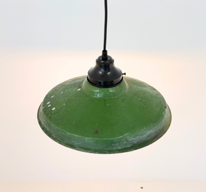 Farmhouse Salvaged Green Enamel Pendant Light