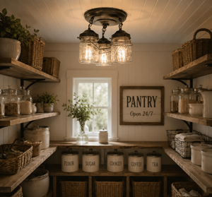 Vintage Mason Jar Pint LIGHT FIXTURE Chain Trio