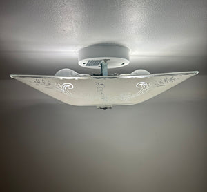 Victorian Scroll Etched Glass Ceiling Light