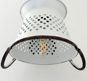 Petite White Rustic Colander Wall Sconce