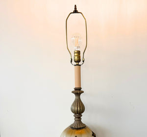 Frankenstein Mid Century Victorian Brass Ivy Overlay Globe Table Lamp