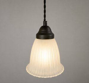 Frosted Heavy Ribbed Wide Flare Pendant