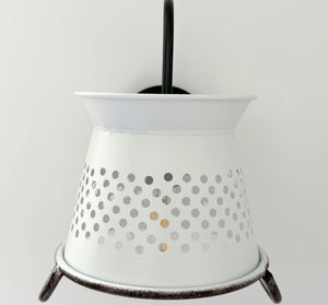 Petite White Rustic Colander Wall Sconce