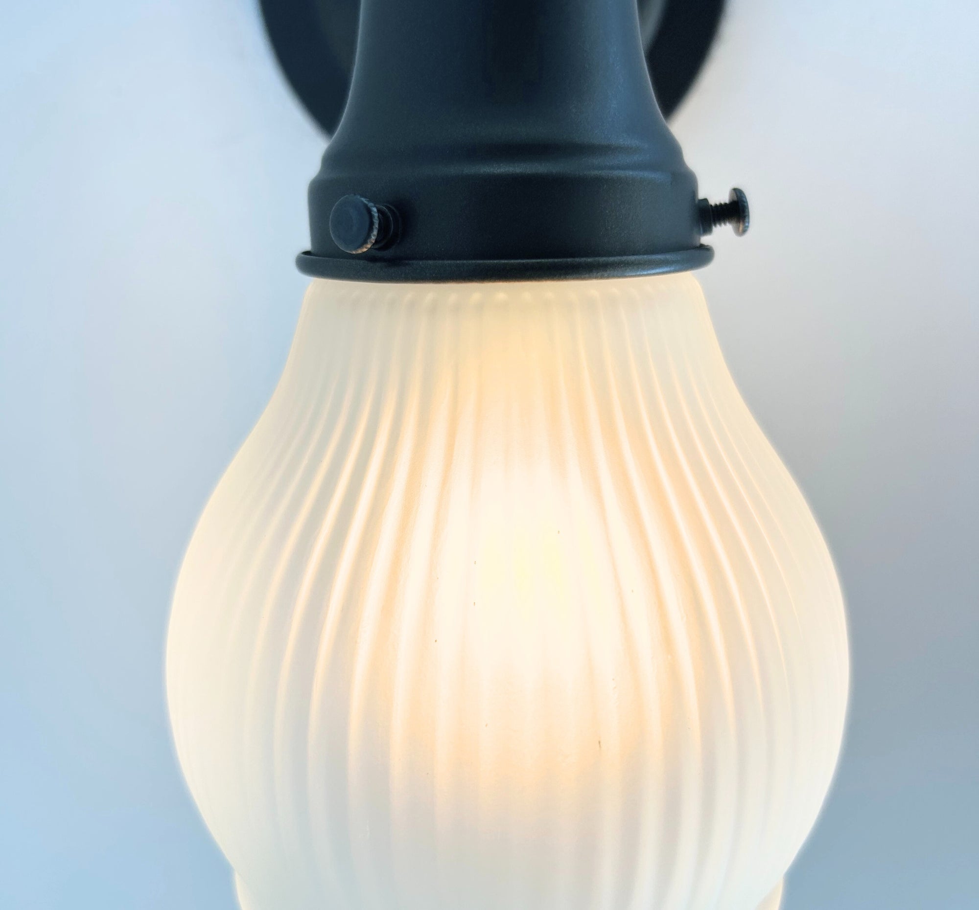 Holophane Fluted Pear Frosted Glass Wall Sconce