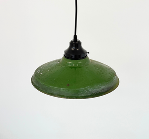 Farmhouse Salvaged Green Enamel Pendant Light