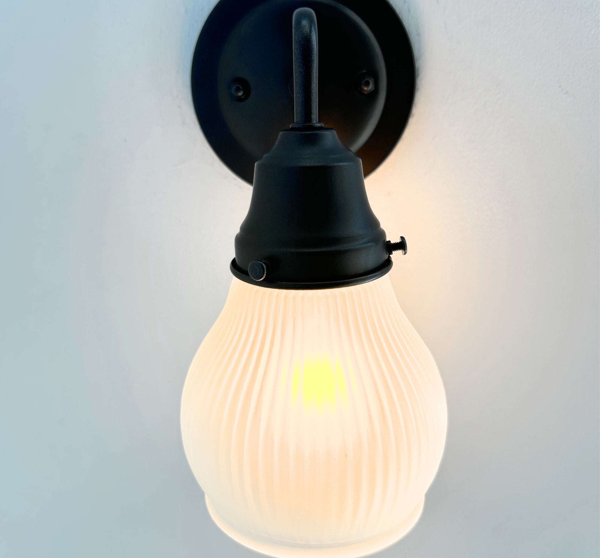 Holophane Fluted Pear Frosted Glass Wall Sconce
