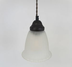 Frosted Heavy Ribbed Wide Flare Pendant