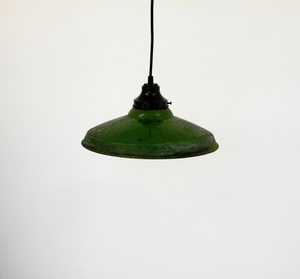 Farmhouse Salvaged Green Enamel Pendant Light