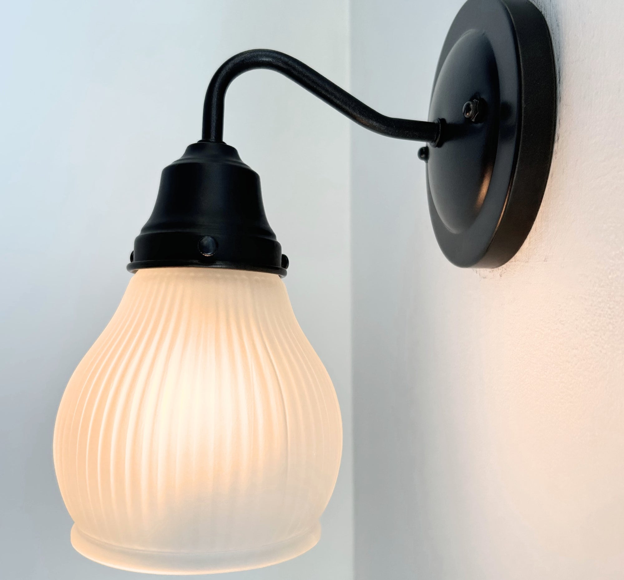 Holophane Fluted Pear Frosted Glass Wall Sconce