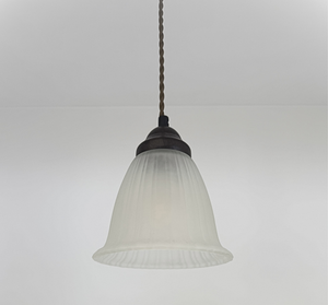 Frosted Heavy Ribbed Wide Flare Pendant