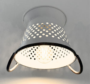 Petite White Rustic Colander Wall Sconce