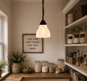 Farmhouse Light Frosted Ribbed Dome Pendant