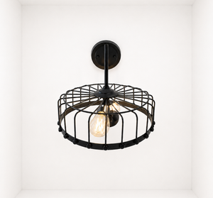 Rustic Industrial Cage Wall Sconce