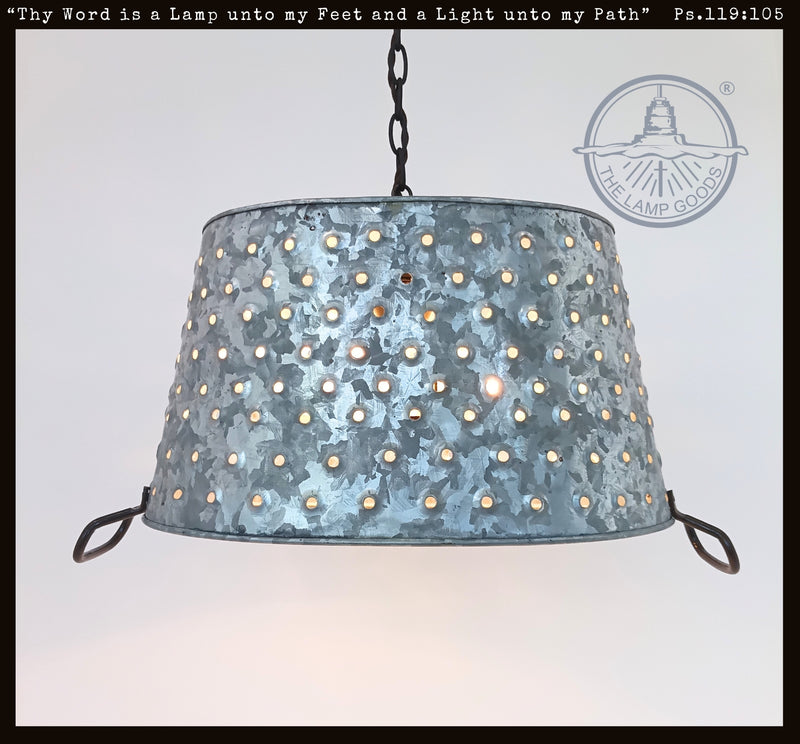 Oval Pierced Wash Tub Hanging Farmhouse Chandelier