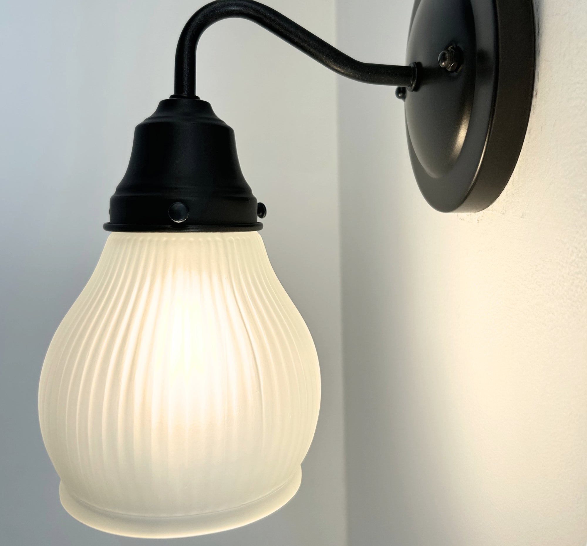 Holophane Fluted Pear Frosted Glass Wall Sconce