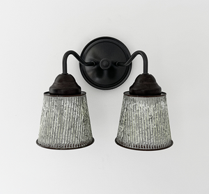 Farmhouse Lime Washed Bucket Double Sconce