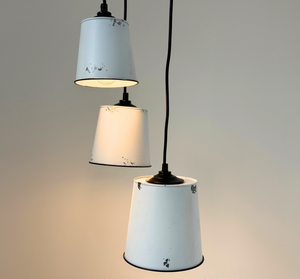 Farmhouse White Barn Distressed Trio Pendant