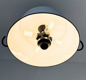 White Enamel Country Barn Ceiling Light