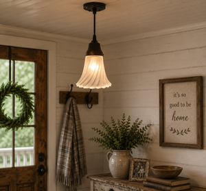 Vintage Frosted Spiral Pendant Light - The Lamp Goods