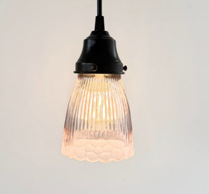 Lavender Ribbed Flower Glass Pendant - The Lamp Goods