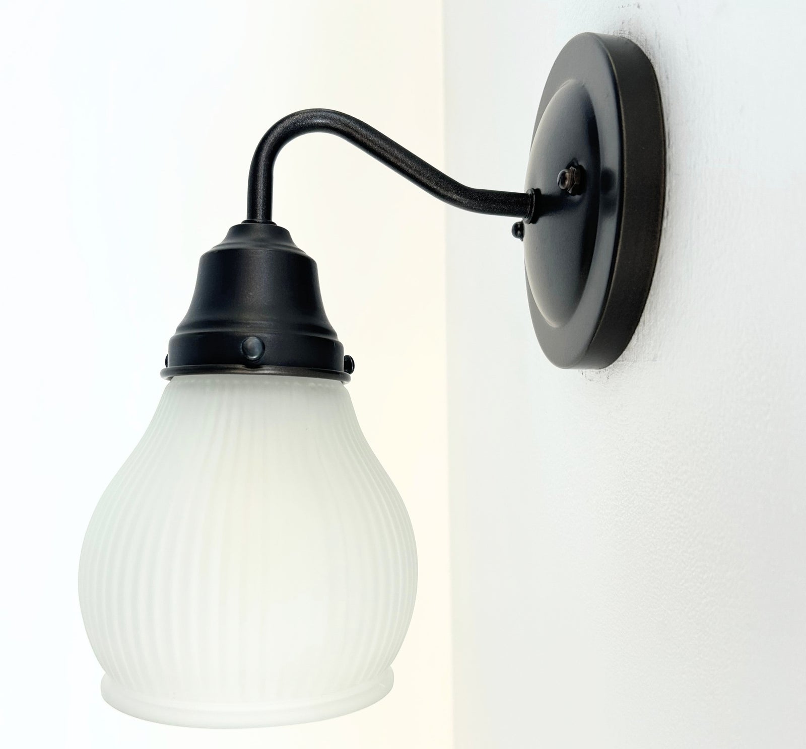 Holophane Fluted Pear Frosted Glass Wall Sconce or Pendant Light - The Lamp Goods