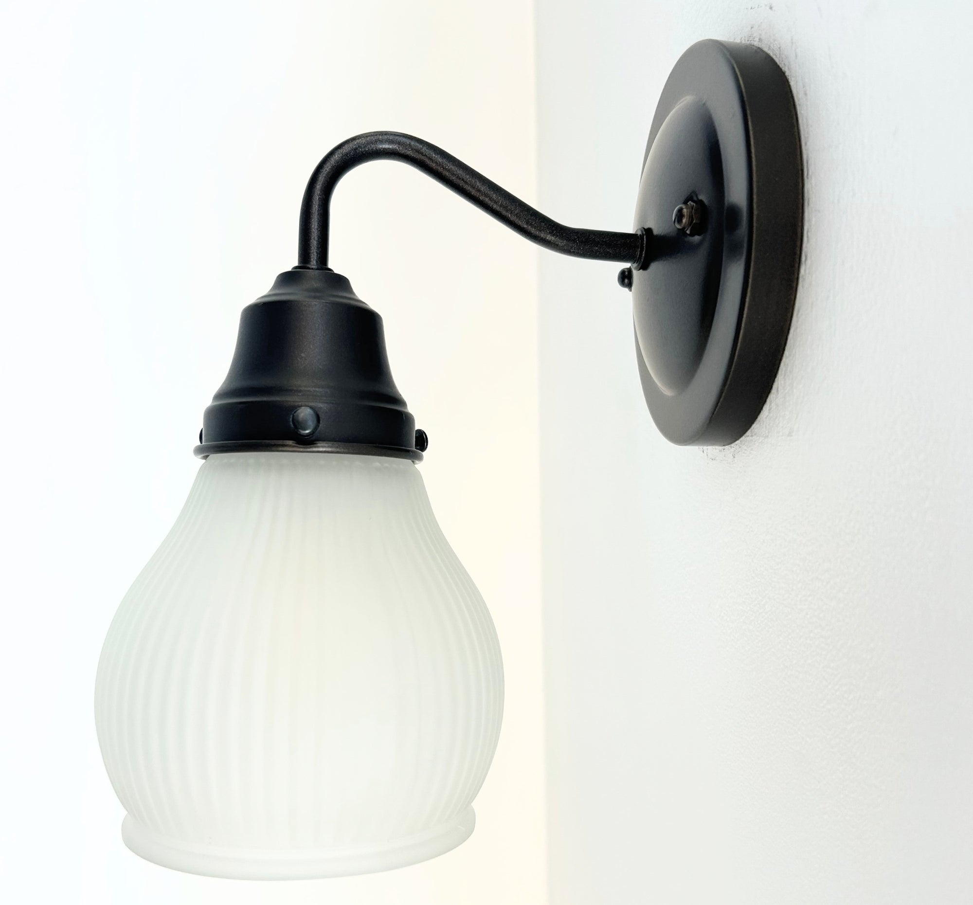 Holophane Fluted Pear Frosted Glass Wall Sconce