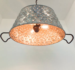 Oval Pierced Wash Tub Hanging Farmhouse Chandelier