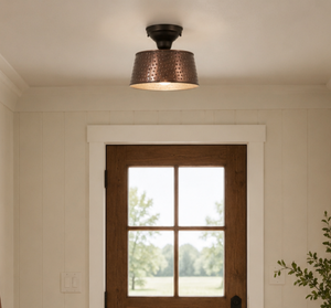 Hammered Copper 10" Ceiling Light