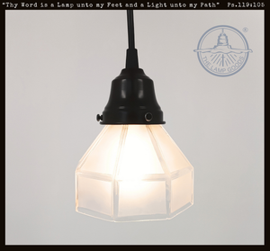 Frosted Panel Clear Rib Octagon Pendant